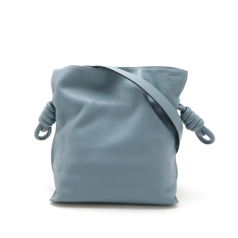 Loewe Flamenco Knot Shoulder Bag Hobo Leather Blue